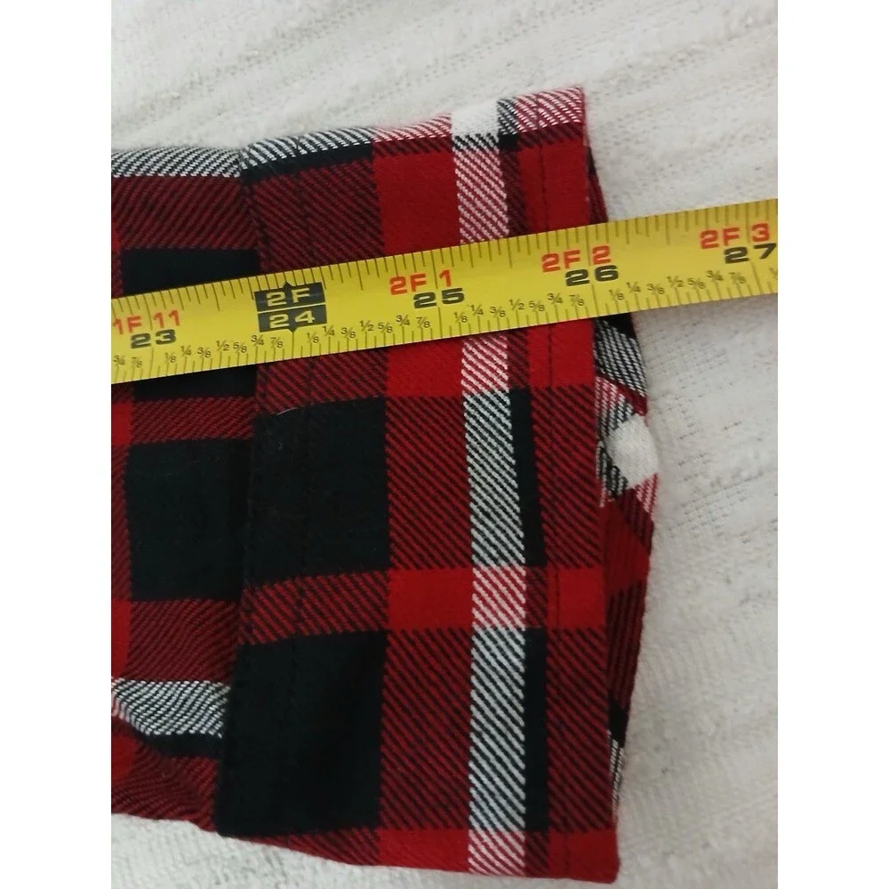 Talbots Women's L Red Plaid Polka Dot Long Roll Tab Sleeve Button Down Shirt Top